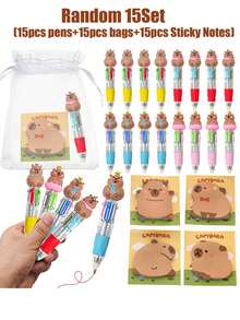 Bộ bút bi 4 trong 1 hình chuột lang nước nhiều màu sắc, kèm theo sticker dễ thương và sổ tay, sổ tay hình chuột lang nước hoạt hình, thích hợp làm quà tặng sinh nhật, giải thưởng, quà lưu niệm tiệc tùng (Ngẫu nhiên) - Nhiều màu - Xem 12