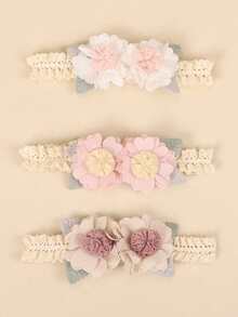 3pcs/Set Bohemian Style, Charming Retro Floral Lace Headbands - Multicolor - View 2