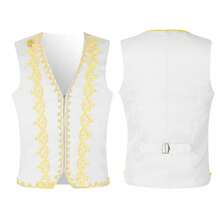 Men's Formal Jacket With Printed V-Neck And Single-Breasted Closure - Red - View 6