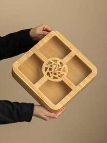 1pc Round Compartment Fruit Plate, Dessert Display Tray, Multi-Function Fruit Platter, Suitable For Dining Table Decor, Home And Kitchen Dining Plate - Square Fruit Plate With Window Decoration - View 12