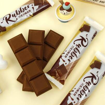 1 pièce Gomme en forme de chocolat, gomme à crayon au design réaliste, cadeau surprise pour les enseignants et les camarades de classe, prix scolaire, examen, dessin, fournitures d'art