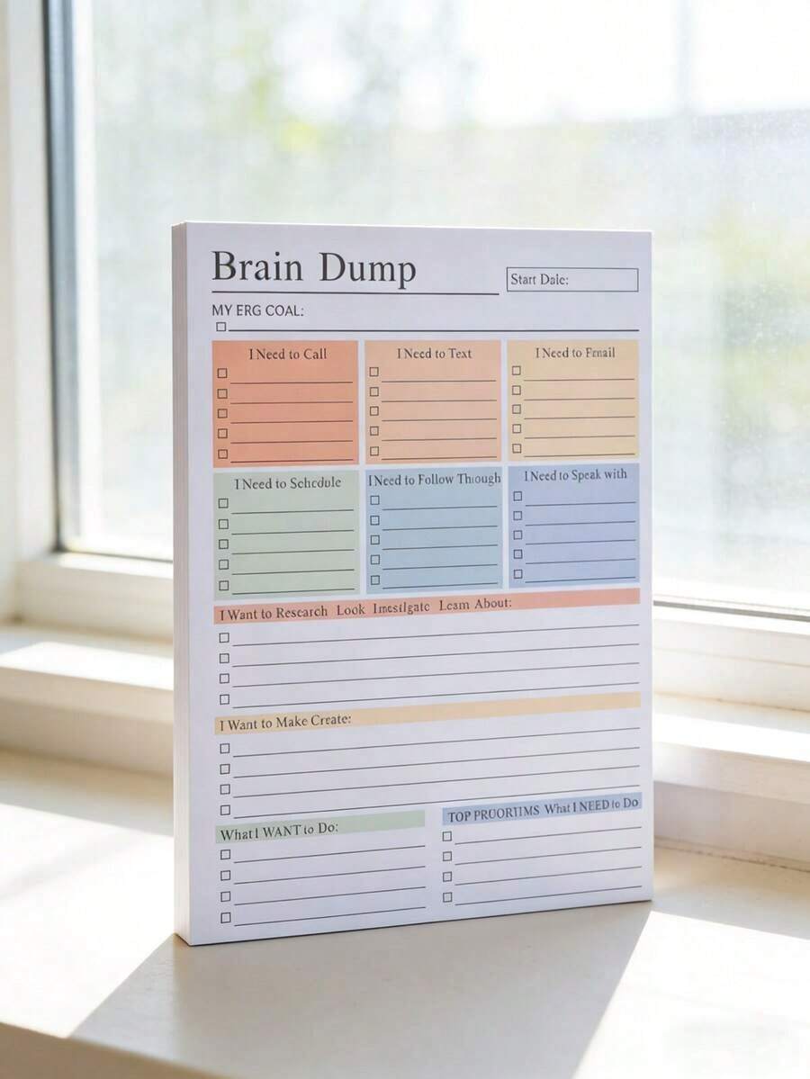 1PC Brain Dump & To-Do Notebook, 50-Page Focus Planner, A5-Size Daily Task Manager, Suitable For Self-Planners, Project Managers, And Personal Organizers, Minimalist Notebook, Premium Finish, High-Quality Paper, Planning Tool, Brain Dump Journal - A - Xem 1