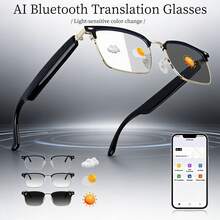Kính Bluetooth thông minh GS13 hỗ trợ dịch thuật thời gian thực AI, tròng kính đổi màu, gọi thoại và nghe nhạc, gọng kim loại dành cho doanh nhân, sạc từ tính, kính đa chức năng dành cho doanh nhân. - Xem 11