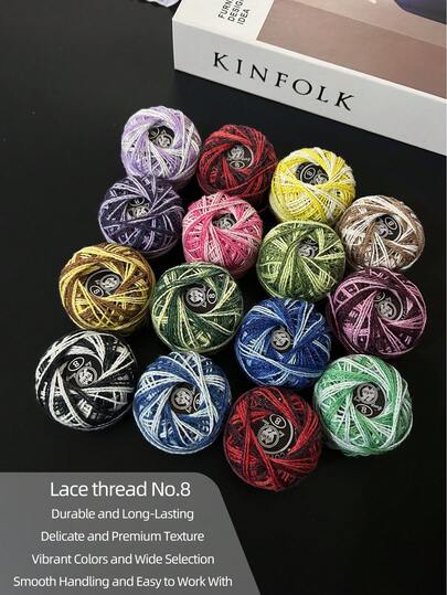 1 قطعة خيط تطريز بغرزة الصليب متعدد الألوان (خيط دانتيل قطني/خيط نسيج دقيق/ألوان عشوائية)
