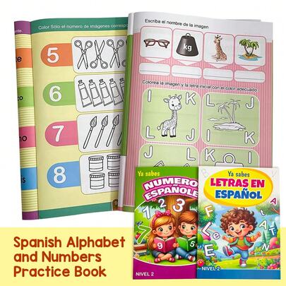 Lachilly 西班牙语字母和数字描红练习册，西班牙语字母和数字书写练习游戏，学前儿童家庭学校书写练习册，教师和学生互动学习用品，家庭学校课堂资源教育玩具