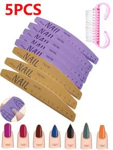 5PCS Nail File/Buffing Tool Is Durable, Won't Shed Sand, And Is A Double-Sided Polishing Sponge Tool Specifically For Nail Shaping. It's Washable And Features Nail Shape Guides And Markings - Multicolor - View 2