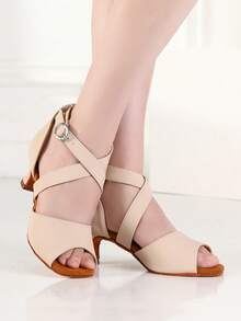 Giày khiêu vũ Latin dành cho nữ, sandal khiêu vũ màu đen, thích hợp cho biểu diễn Salsa, khiêu vũ giao tiếp, khiêu vũ dự tiệc, phù hợp cho cả trong nhà và ngoài trời. - Màu be - Xem 2
