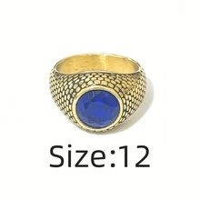 1枚复古风格金色锆石圆点男士戒指，316不锈钢材质，18K真空镀层，防水，防褪色，低过敏性，适合休闲、商务、晚宴等场合佩戴。 - 金色 - 查看 33