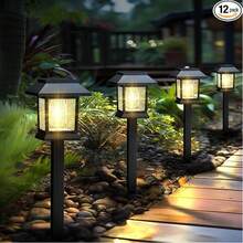 24/12PCS Solar Pathway Lights Outdoor, Black/Brown Upgraded LED Waterproof Solar Lights Outdoor, Up To 12Hrs, Auto On/Off, Garden Decor For Yard, Driveway, Walkway, Warm White - Solar Pathway Lights Outdoor - 查看 1