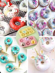 1pc 6-Hole Silicone Donut Mold, Circular Donut Baking Tray,Non Stick Mold,Easy To Demold,Used For Making Homemade Donuts,Cakes,Bread, Cookies, Chocolate And Other Desserts, Suitable For Dessert Shops, Families, Birthday Parties, Kitchen Baking Tools - Multicolor - View 6