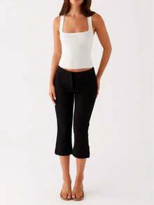 Capri Pants For Women Slim Fit Women's Capris Stretch Dressy Capris Pant For Summer Work Casual - 黑色 - 查看 6