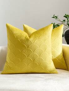 1 chiếc vỏ gối trang trí bằng nhung thêu họa tiết vỏ sò, thích hợp cho ghế sofa, giường ngủ, dùng được quanh năm. - Màu vàng - Xem 8