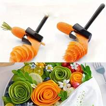 1/2 chiếc Dụng cụ cắt cà rốt xoắn ốc đa năng, Dụng cụ cắt hoa hình phễu xoắn ốc, Dụng cụ cắt hoa trang trí salad sáng tạo, Dụng cụ cắt rau củ xoắn ốc bằng thép không gỉ, Dụng cụ tạo hình salad đa năng - Một dụng cụ nhà bếp nhanh chóng giúp làm đẹp rau củ, dùng để cắt xoay thủ công dưa chuột, cà rốt, v.v. - màu đen - Xem 4