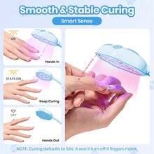 Beetles Mini UV Light For Gel Nails, Portable LED Nail Lamp With Smart Sensor, Fast Flash Curing For Gel Polish & Nail Extensions, DIY Manicure Tool - Meowgic BluePurr Mini LED Nail Light - 查看 5