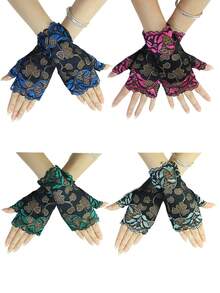 Spitzenhandschuhe für Frauen, atmungsaktive dünne Halbfingerhandschuhe, sommerliche Mode kurze fingerlose Touchscreen-Handschuhe, Hohldesign zum Abdecken von Narben, geeignet zum Teetauchen - Einheitsgröße - Übersicht 11