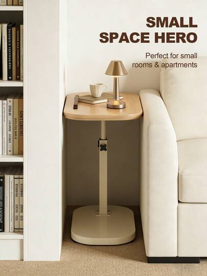Table d'appoint en forme de C, table de chevet compacte, table basse avec structure métallique, petite table d'appoint pour canapé, idéale pour le salon, la chambre, les coins et le bureau, style moderne
