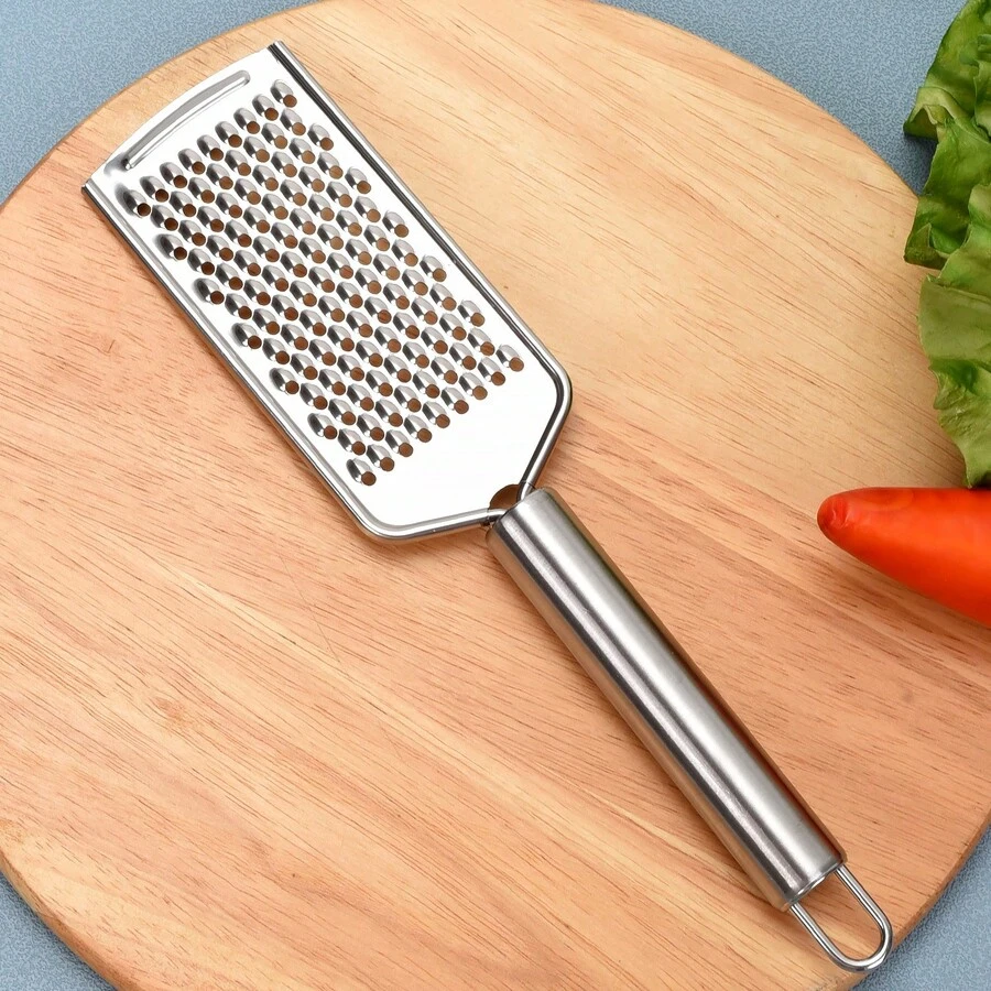 Stainless Steel Grater, Household Kitchen Cheese Grater, Flat Vegetable Fruit Slicer, Small Kitchen Tool - Silver - View 1
