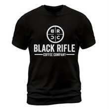 180GSM Pure Cotton Printed T‑Shirt With Black Rifle Coffee Company Logo Made In USA Design, Soft Breathable Comfortable Durable, Perfect For Brand Fans - màu đen - Xem 1