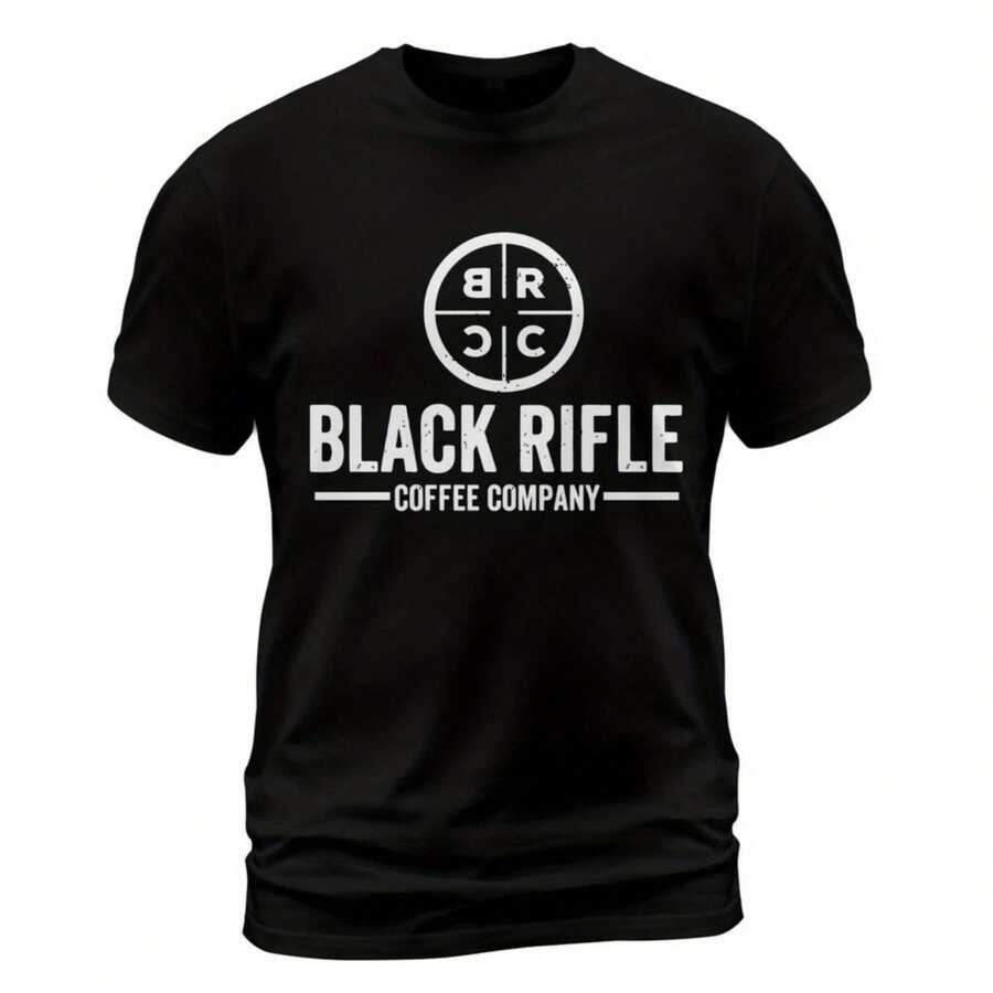 180GSM Pure Cotton Printed T‑Shirt With Black Rifle Coffee Company Logo Made In USA Design, Soft Breathable Comfortable Durable, Perfect For Brand Fans - màu đen - Xem 1