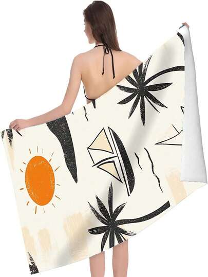 1 Khăn tắm biển siêu mềm họa tiết cây dừa - Chống cát, nhẹ, nhanh khô, chất liệu pha polyester - Lý tưởng cho bơi lội, cắm trại, du lịch và các hoạt động ngoài trời - Hoàn hảo cho kỳ nghỉ, sinh nhật, kỷ niệm hoặc phụ kiện thiết yếu, khăn tắm biển | Thiết kế cây dừa | Vải nhanh khô, thích hợp cho bãi biển