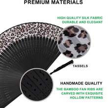 1pc Elegant Leopard Print Bamboo Folding Fan With Black Frame, Fashion Princess Theme, Lightweight Portable Hand Fan For Ladies, Suitable For Summer Travel, Beach And Daily Use - Multicolor - View 12