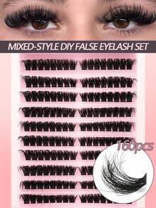 160 Clusters Of 100D Thick D Curly Fluffy DIY False Eyelashes, Russian Curly, Reusable, Suitable For Beginners And Daily Use, Parties, Dating, Travel, Festivals, Parties,Eye Lash Clusters,Individual Eyelashes,Lashes,Fake Lashes - View 1