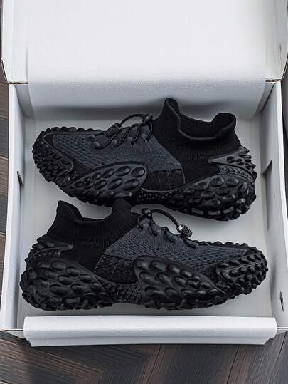 1 Pair Bicolor Knitted Sock Shoes, Streetwear Style Suitable For Everyday Wear, Outdoor Leisure And Sports