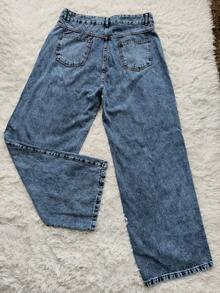 Women's Wideleg Jeans High Waist Plus Size - Rửa trung bình - Xem 5