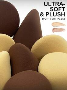2/4/8Pcs Irregular Double Pat Makeup Sponge Black & Beige Combo Latex-Free Flawless Finish Beauty Sponge For Daily Commute Party Makeup Beginner Friendly - Multicolor - View 3