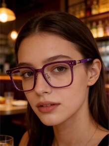 1pc Unisex Extra Large Frame TR Square Clear Lens Glasses - Clear - View 1