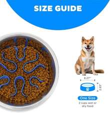 Tazón Lento Divertido Outward Hound de Acero Inoxidable para Perros - Mediano Capacidad de 2 Tazas, Alimentación Lenta, Laberinto Extraíble, Antideslizante, Se Adapta a Plataformas de Alimentación Elevadas - ColorG - Ver 5