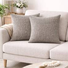 Set Of 2 Decorative Cushion Covers 45x45 Cm Synthetic Linen York - York Striped - View 2