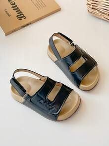 1 Pair 2026 New Fashion Children's Sandals, Suitable For Girls In Summer. Korean Style Hook And Loop Soft Bottom Non-Slip Beach Shoes - Black - View 5