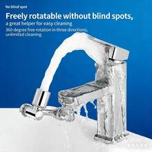 1pc Universal Rotatable Faucet Extender With 1080° Rotation - Anti-Splash Aerator, Water-Saving Faucet Nozzle, Durable Full Metal Structure, Easy Installation And Space-Saving Design - Silver - View 4