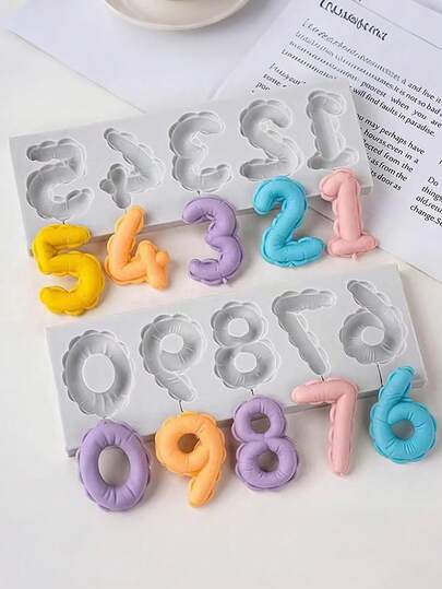 1set DIY Number Fondant Cake Decorating Silicone Mould Lollipop Chocolate Baking Tool Resin Clay Handmade Gift Making Mold