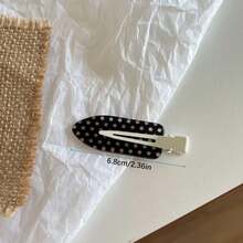 6个装/黑白醋酸纤维不粘发夹，亚克力鸭嘴夹，甜美流苏侧分发夹 - 彩色 - 查看 7