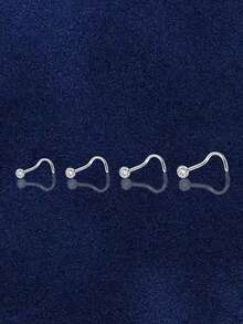 1 chiếc khuyên mũi mini hình chữ L và chữ S bằng bạc Sterling S925 đính đá Zirconia, trang sức xỏ khuyên cơ thể, quà tặng cho bạn bè - Loại S đơn - Xem 4
