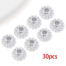10/30个珠帽 18K镀银精美镂空花朵珠帽 黄铜花朵端帽 散珠 适用于手链项链 DIY珠宝制作工艺品材料 - 銀色 - 查看 11