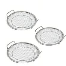 Cesta metálica plegable redonda con bandeja de goteo, colador de acero inoxidable resistente al aceite y sartén (también parrilla/bandeja de escurrido), herramienta de cocina duradera y fácil de limpiar - Ver 10