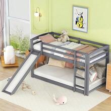 Bunk Bed For Children And Teenagers, Kids' Bed With Slide, Solid Wood Frame, Easy Assembly, 90 X 200 Cm, Grey - Grey - View 5