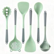 Juego de Utensilios de Cocina de Silicona: Set de Cucharas y Espátulas - Resistente a alta Temperatura - para Hogar y repostería - Perfecto para Amantes de la Cocinar y chefs Verde - Verde - Ver 8