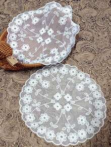 1pc Vintage Crochet Lace Tablecloth, Floral Pattern - Perfect As Heat Resistant, Air Fryer Dust Cover, And Home Decor Lace Tablecloth Bohemian Placemat - 多色 2 - 查看 4