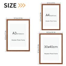 HIMEETIME 1/3pcs, 30x40cm Picture Frame, Brown Wooden Frame, A3/A4 Certificate Frame, Retro Wood Grain Photo Frame, Desktop & Wall-Mounted Home Decor, Living Room & Bedroom Decoration - khung ảnh bằng gỗ - Xem 9