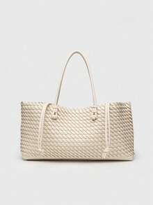 1pc Deep Brown Woven Texture Decor PU Large Capacity Women's Shoulder Bag, Minimalist Commuter Style Handbag, Suitable For Commuting, Work, Shopping, Dating And Daily Outings - Multicolor - View 11
