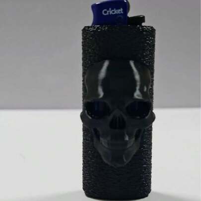 10 piezas Funda de encendedor con diseño de calavera, material de plástico duradero, estuche de encendedor portátil de moda, adecuado para el hogar y actividades al aire libre, accesorios para fiestas, se adapta a los encendedores Bic, accesorios para encendedores, opción de regalo ideal para días festivos