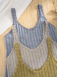 3 chiếc áo hai dây cổ chữ V kẻ sọc thoải mái dành cho nữ. - Nhiều màu - Xem 3