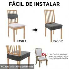 Fundas para Sillas de Comedor 4 Piezas Cubre Sillas Comedor Impermeable Transpirable y Extraíbles Elasticas y Lavables Funda Asiento Silla Comedor para Restaurante Hotel Ceremonia Banquete-Gris - Gris - Ver 6