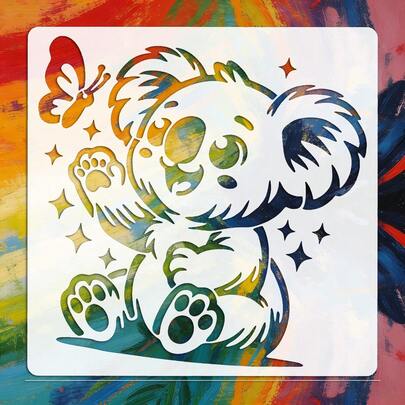 1pc Cute Koala, Butterfly, Star Painting Template, 5.9 Inches, Creative Design, Suitable For Scrapbooking, Wall Art, Home Decor, Greeting Cards, Fabric Crafts, DIY Templates