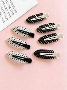 6个装/黑白醋酸纤维不粘发夹，亚克力鸭嘴夹，甜美流苏侧分发夹 - 彩色 - 查看 6