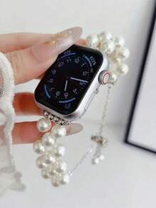Một chiếc dây đeo cổ tay ngọc trai thanh lịch mới, tương thích với Apple Watch, phù hợp với các kích thước 38mm, 40mm, 41mm, 42mm, 44mm, 45mm, 46mm, 49mm. Mẫu thời trang dành cho nữ, phù hợp với các dòng UltraS10/S11/9/8/7/6/5/4/3/2/1 (Không bao gồm đồng hồ) (Chỉ có dây đeo). Món quà tuyệt vời nhất dành cho bạn gái và bạn bè, rất thích hợp cho Ngày Valentine, Giáng sinh, Năm mới, Ngày của Mẹ, Lễ Tạ ơn, quà tặng bất ngờ cho gia đình hoặc bạn bè. Dây đeo cổ tay thời trang sang trọng. - màu trắng nhạt - Xem 5